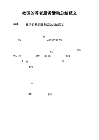 社区的养老服务活动总结范文
