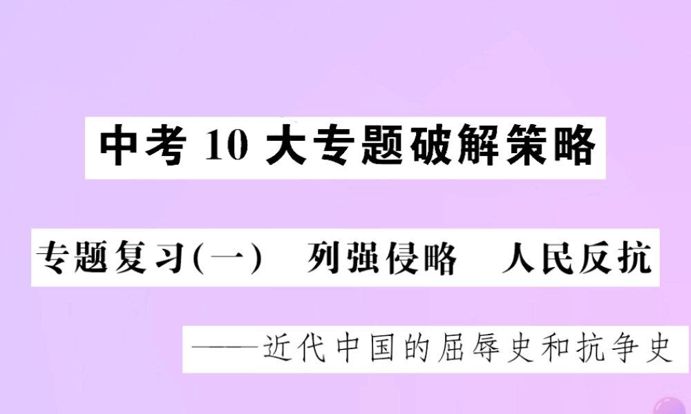 中考历史 中考十大专题破解策略 专题复习(一)列强侵略 人民反抗—近代中国的屈辱史和抗争史课件