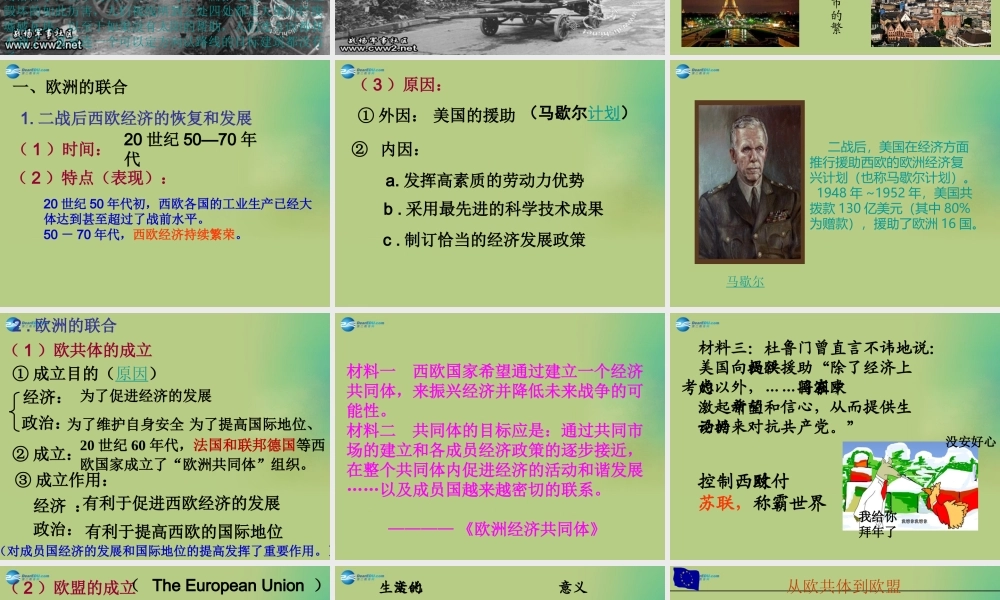 九年级历史下册(第四单元 第9课 西欧和日本经济的发展)课件 新人教版 课件