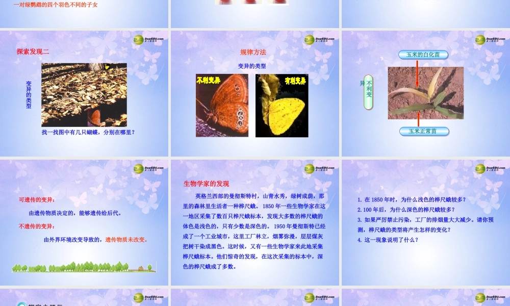 八年级生物上册 第四节 生物的变异课件 济南版 课件