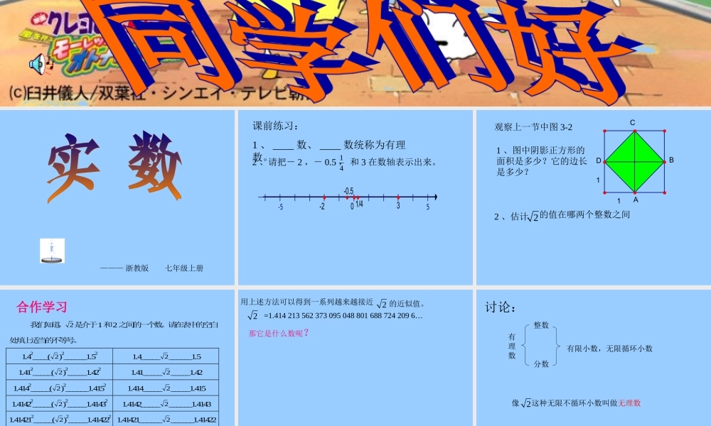 实数 浙江省初一数学(上)全部课件整理 浙教版