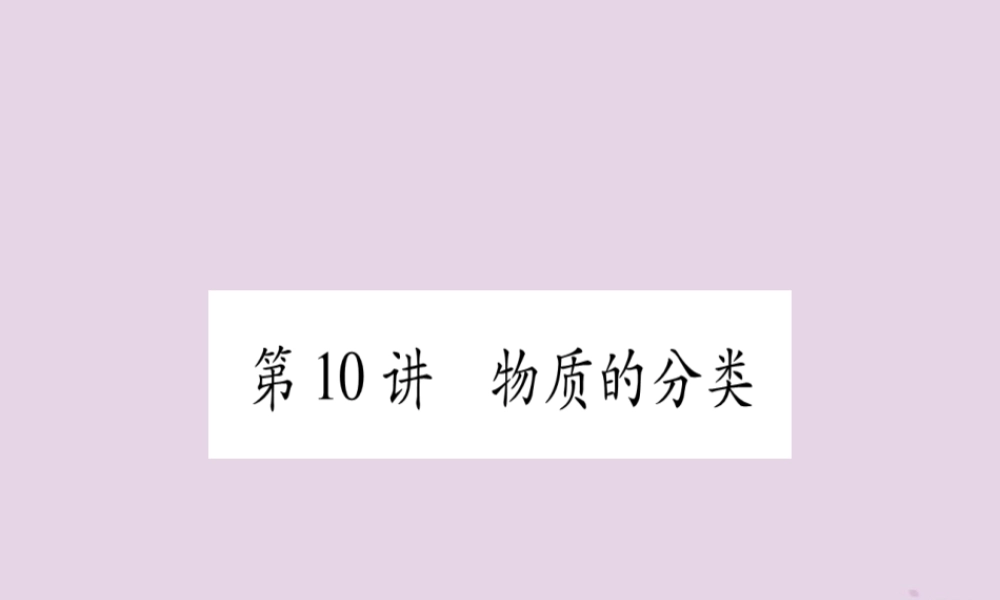 中考化学复习 第一部分 基础知识 第二单元 化学基本概念和原理 第10讲 物质的分类(精练)课件