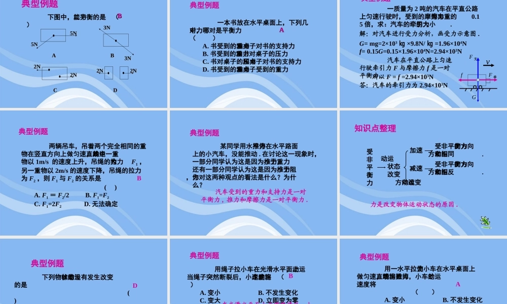 八年级物理下册 力和运动复习课件 苏科版 课件