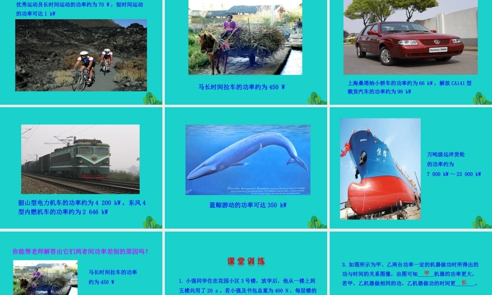 八年级物理全册 第十章 第四节 做功的快慢课件 八年级物理全册 第十章 第四节 做功的快慢课件+素材 (新版)沪科版 八年级物理全册 第十章 第四节 做功的快慢课件+素材 (新版)沪科版-2