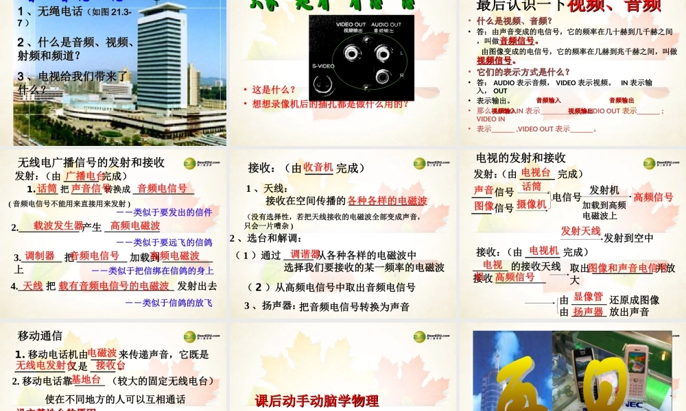 九年级物理全册 213 广播、电视和移动通信课件 新人教版 教案-2