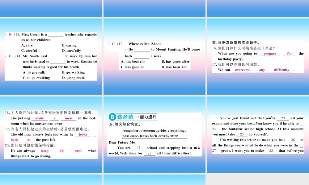 九年级英语全册 Unit 14 I remember meeting all of you in Grade 7(第2课时)习题课件 (新版)人教新目标版 课件
