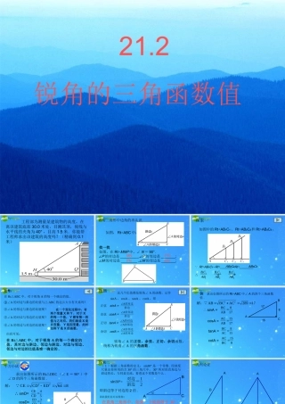 九年级数学上册 212锐角的三角函数值 课件 北京教改版 课件