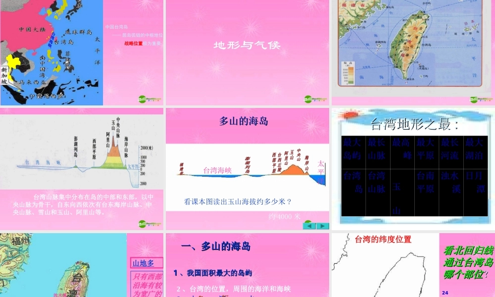 八年级地理下册 台湾省的自然环境 人教旧大纲版 课件