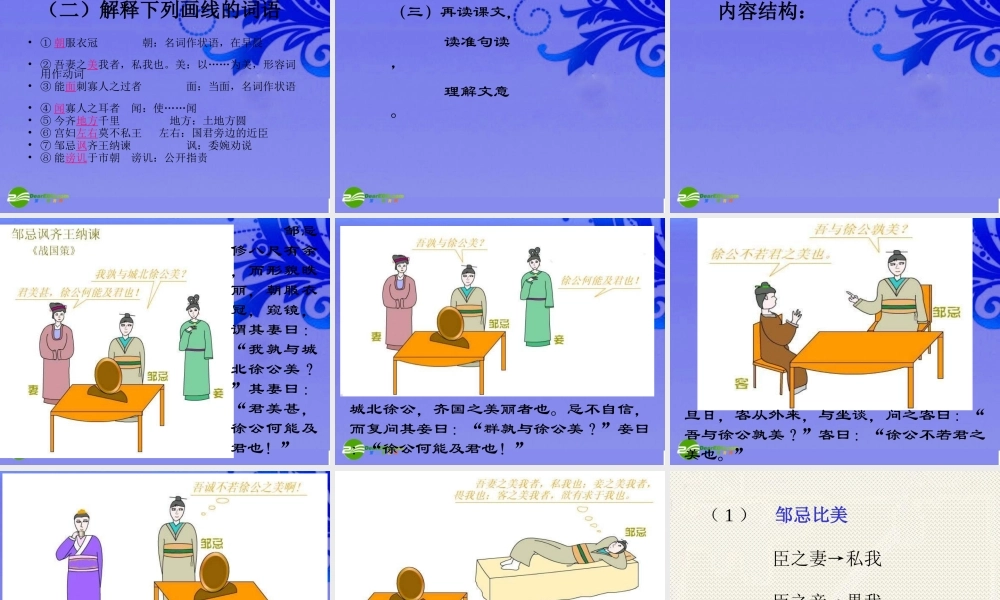 九年级语文下册(邹忌讽齐王纳谏)优秀课件(38页) 人教新课标版 课件