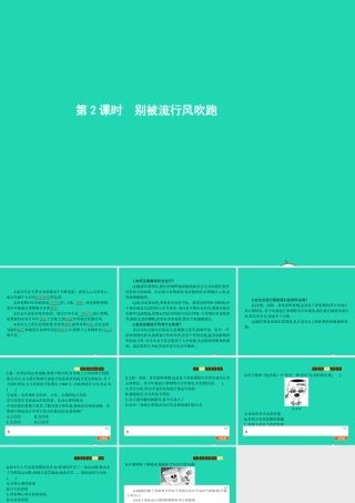 八年级政治上册 第二单元 青春自画像 第4课 青春故事 第2框 别被流行风吹跑课件 人民版 课件