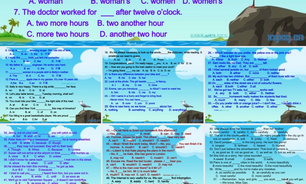 九年级英语 单选题复习课件 人教新目标版 课件