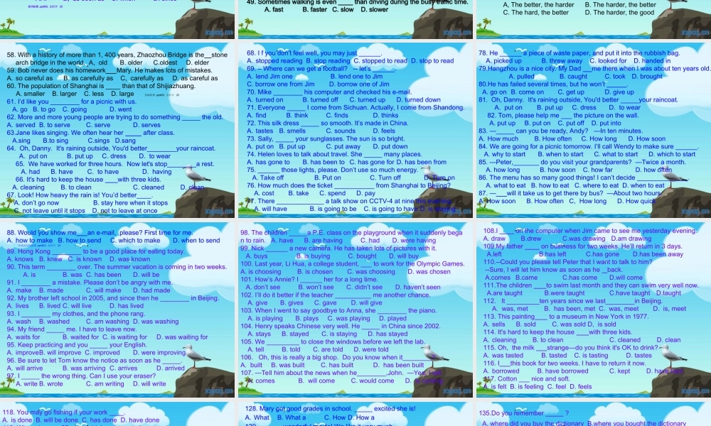 九年级英语 单选题复习课件 人教新目标版 课件