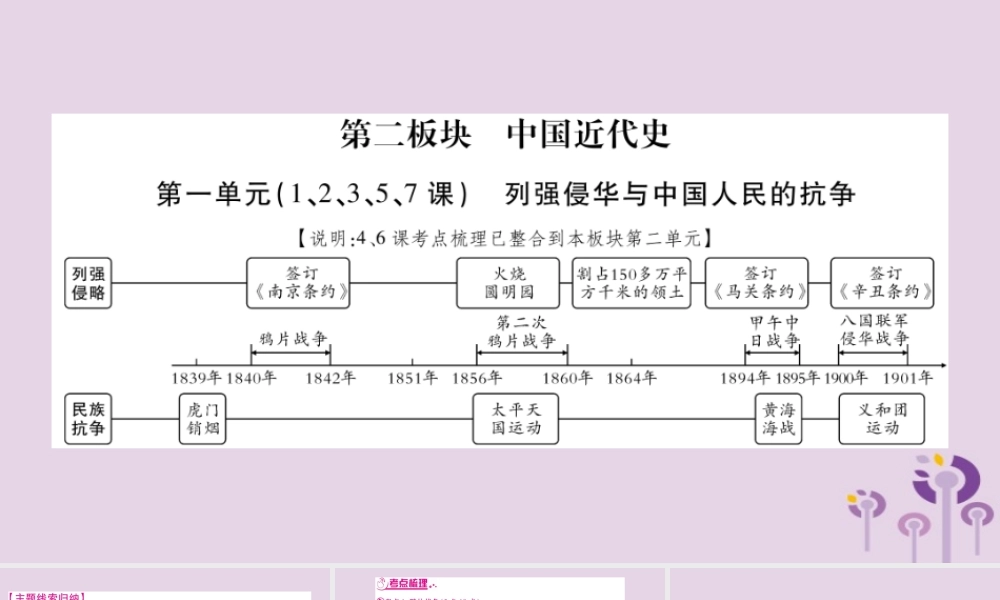 中考历史复习 第一篇 教材系统复习 第2板块 中国近代史 第1单元(1、2、3、5、7课)列强侵华与中国人民的抗争(讲解)课件