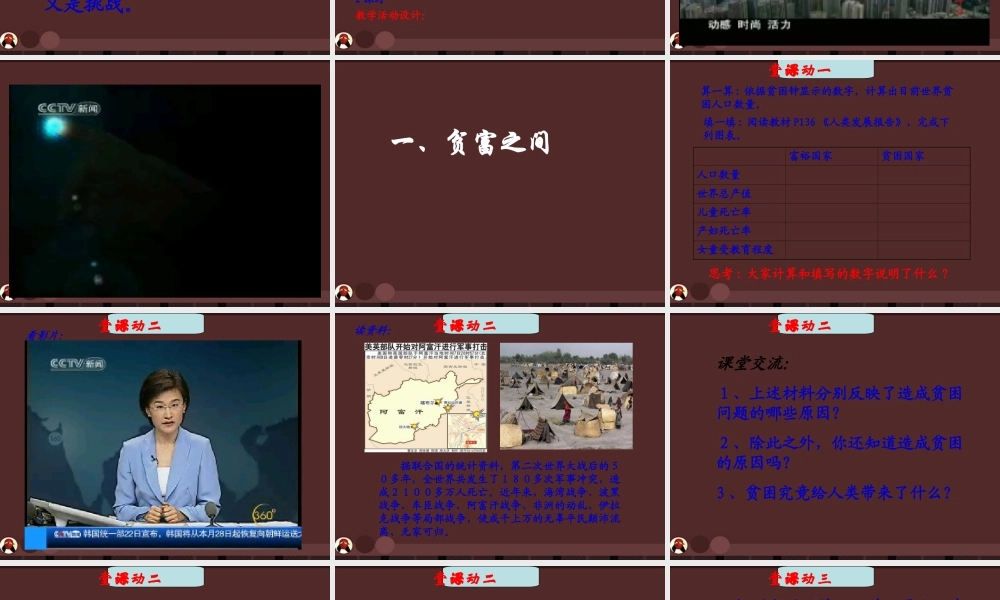 九年级政治 第十八课(东西南北)课件 教科版 课件