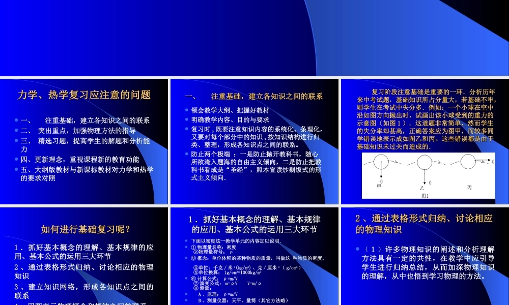 力学、热学复习应注意的问题(PPt课件2 课件