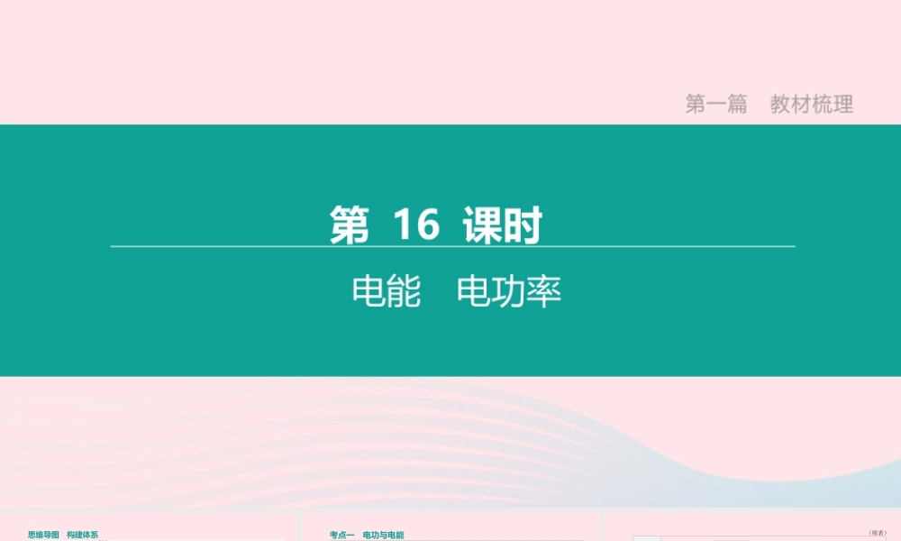 山西省中考物理(电能 电功率)专题复习课件