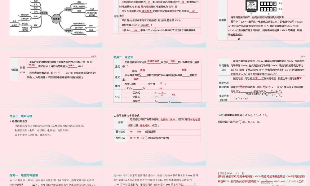 山西省中考物理(电能 电功率)专题复习课件
