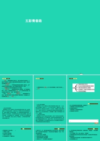 八年级道德与法治上册 第一单元 步入青春年华 第2课 感受青春律动 第2站 五彩青春路课件 北师大版 课件