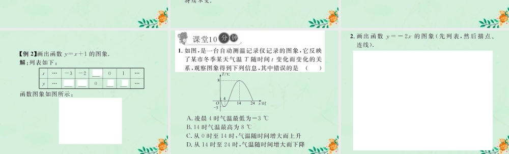 春八年级数学下册 第19章 一次函数 19.1 函数 19.1.2 函数的图象 第1课时 函数的图象习题课件 (新版)新人教版 课件