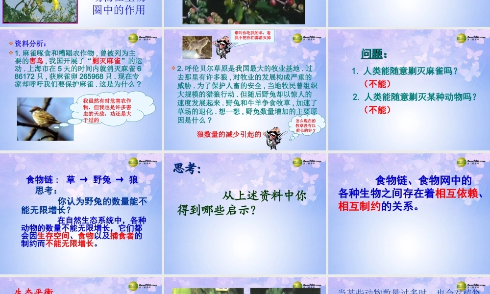 八年级生物上册 第五单元 动物在自然界中的作用课件 (新版)新人教版 课件