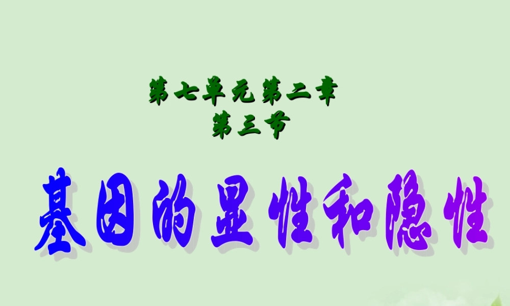 八年级生物 基因的显性和隐性课件 人教新课标版 课件