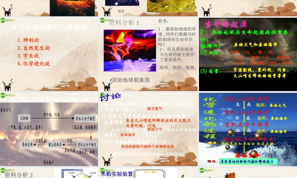 八年级生物下册 第一章第一节生命的起源和进化课件 济南版 课件