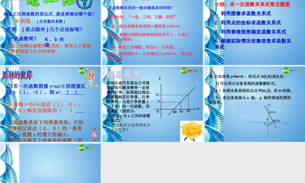 八年级数学下册 求一次函数解析式课件 华东师大版 课件