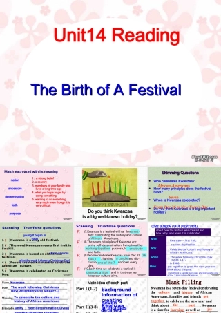 人教版高一英语Unit14 Reading The Birth of A Festival 课件
