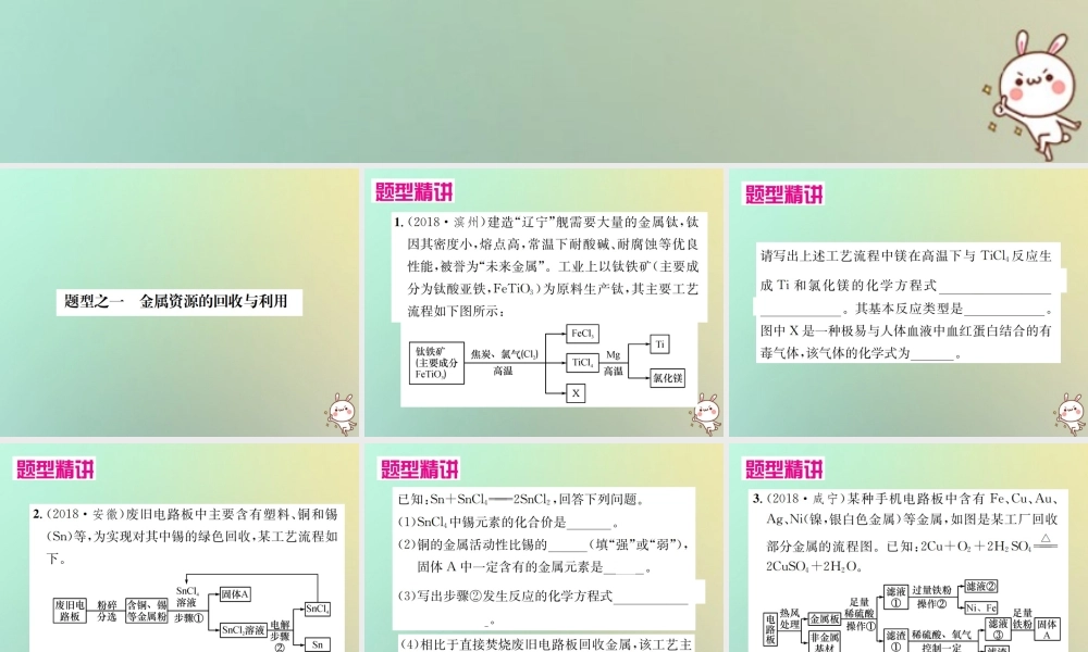 中考化学复习 题型复习(三)流程图 题型之一 金属资源的回收和利用课件