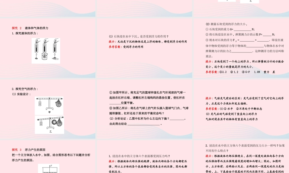 八年级物理全册 第九章 第一节 认识浮力课件 (新版)沪科版 课件