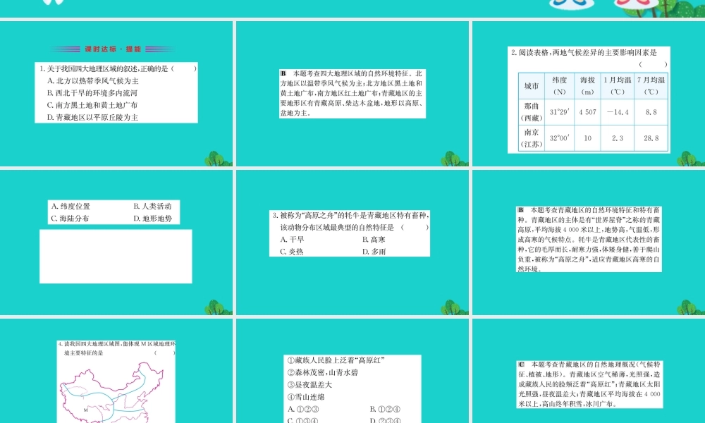 八年级地理下册 第九章 第一节 自然特征与农业习题课件(新版)新人教版 课件