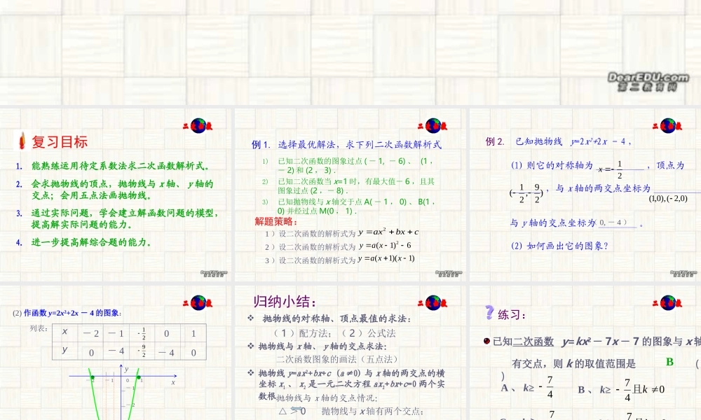 二次函数复习课件二 课件