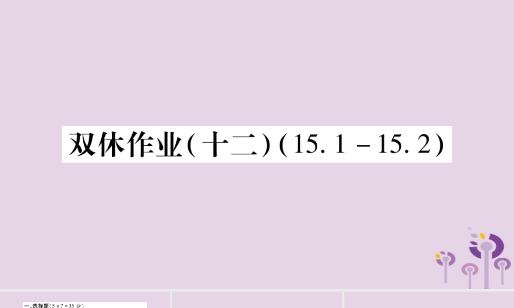 八年级数学上册 双休作业(十二)课件 (新版)华东师大版 课件
