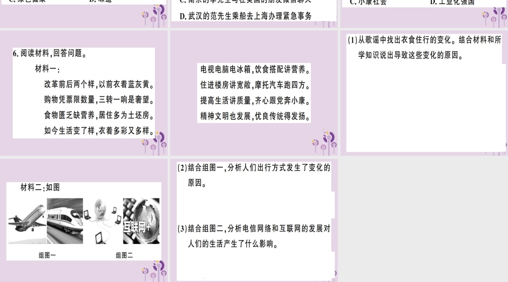 春八年级历史下册 第六单元 科技文化与社会生活 第19课 社会生活的变迁同步训练课件 新人教版 课件