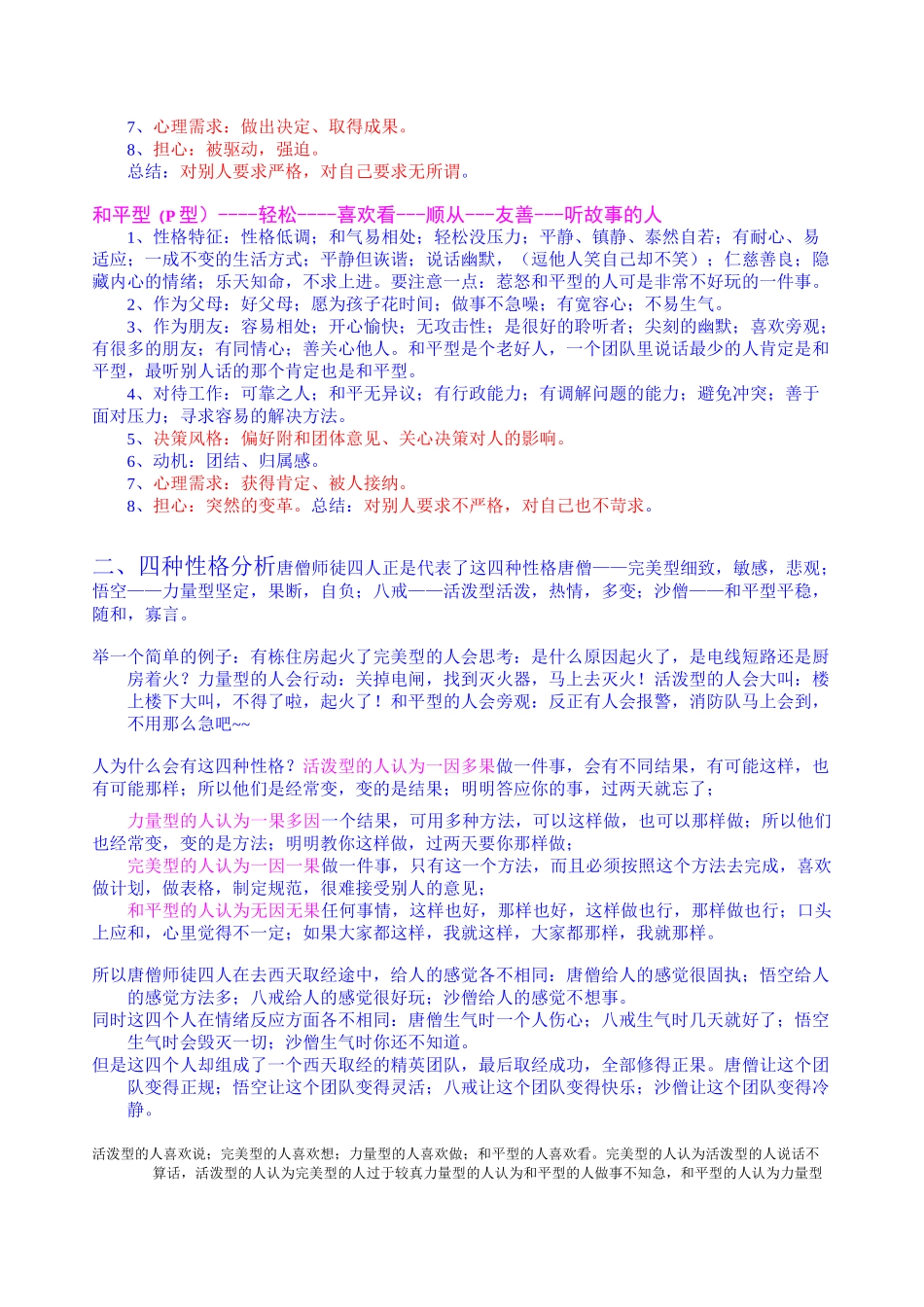 完美型活泼型力量型平和型_第2页