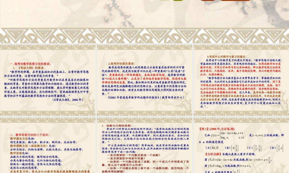 对数学思想的考查7 河南省郑州市高三数学复习备考研讨会课件资料七套 河南省郑州市高三数学复习备考研讨会课件资料七套