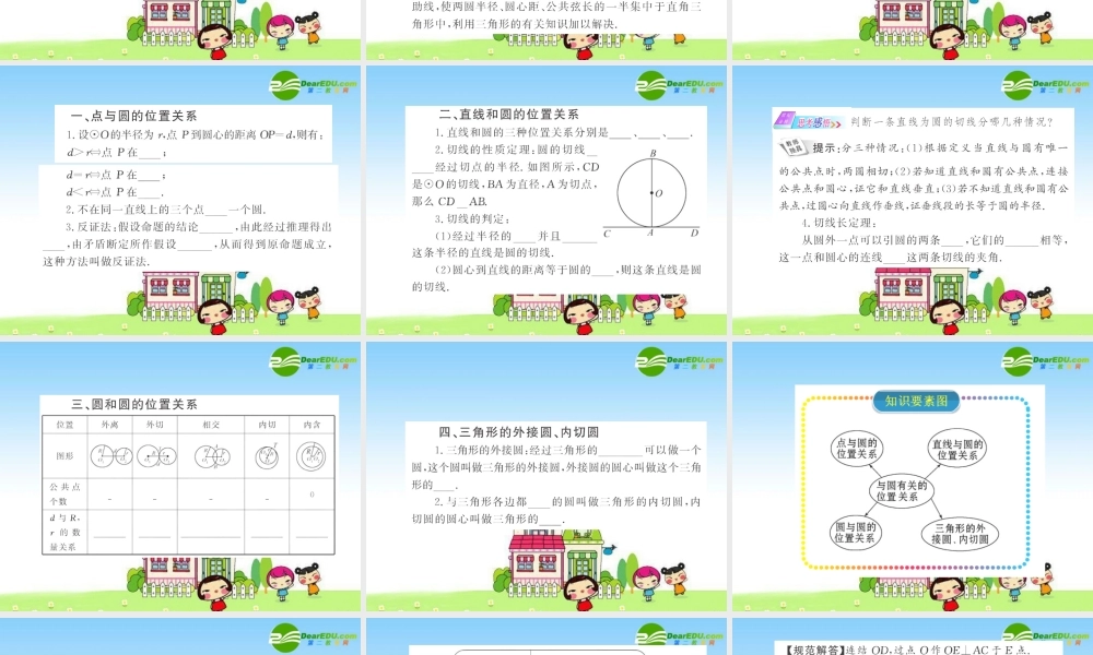 九年级数学中考复习精品课件第28讲 与圆有关的位置关系 课件