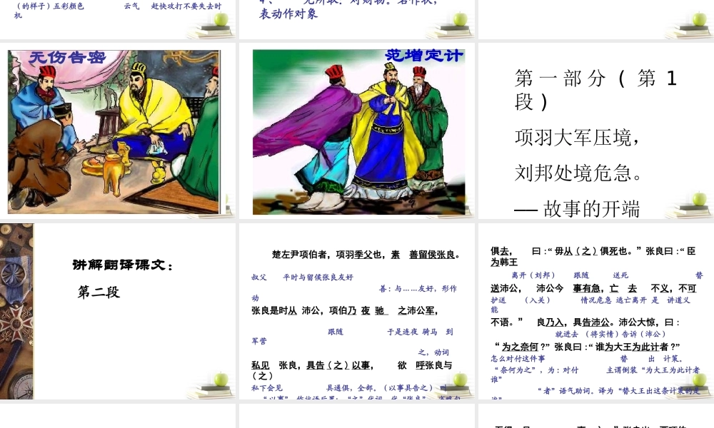 届高二语文 4.2.2(鸿门宴)2同步备课课件 苏教版必修3 课件