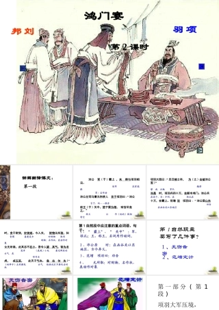届高二语文 4.2.2(鸿门宴)2同步备课课件 苏教版必修3 课件
