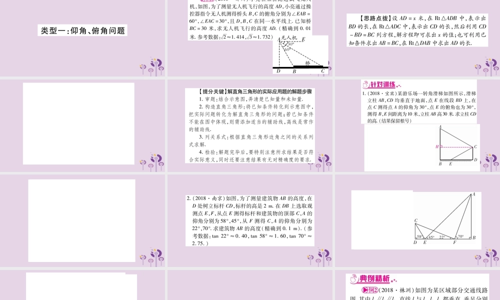 中考数学复习 第二轮 中档题突破 专项突破7 解直角三角形的实际应用导学课件