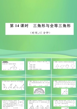 中考数学复习 第4章 图形的性质 第14课时 三角形与全等三角形(精练)课件