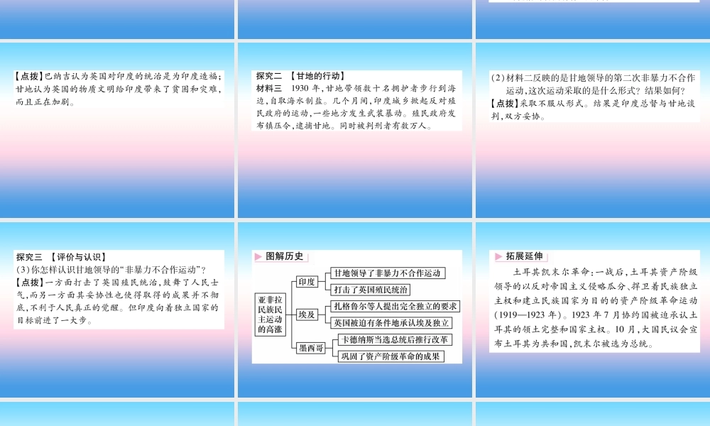 九年级历史下册 第3单元 第一次世界大战和战后初期的世界 第12课 亚非拉民族民主运动的高涨自主学习课件 新人教版 课件
