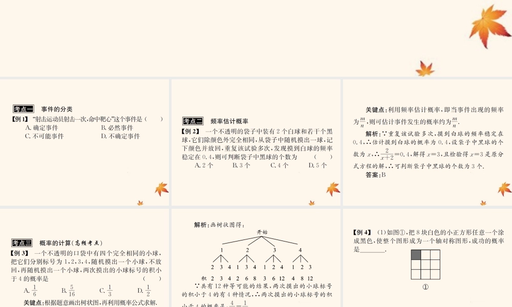 中考数学复习 第31课时 概率 3 典型例题剖析(课后作业)课件