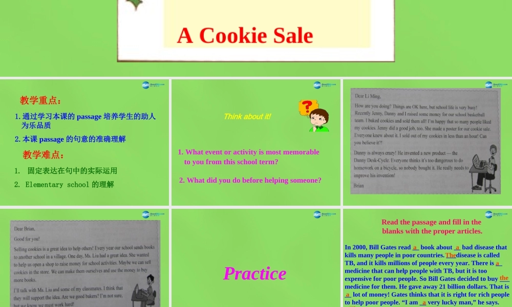 八年级英语下册 Unit 5 lesson 30 A Cookie Sale课件 (新版)冀教版 课件
