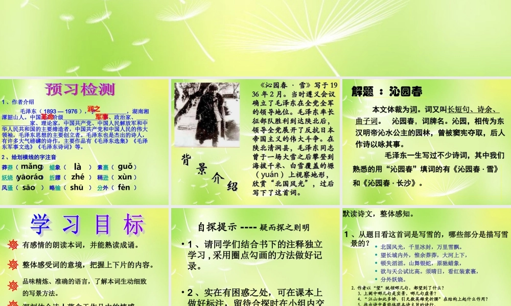 九年级语文上册 第1课(沁园春 雪)课件 新人教版 课件