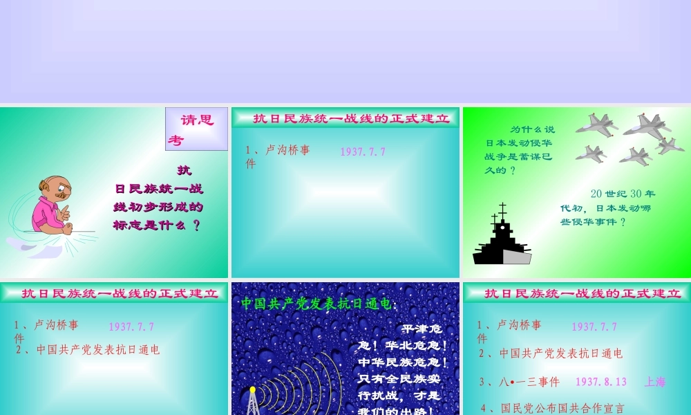 八年级历史上册 抗日战争 ppt 课件