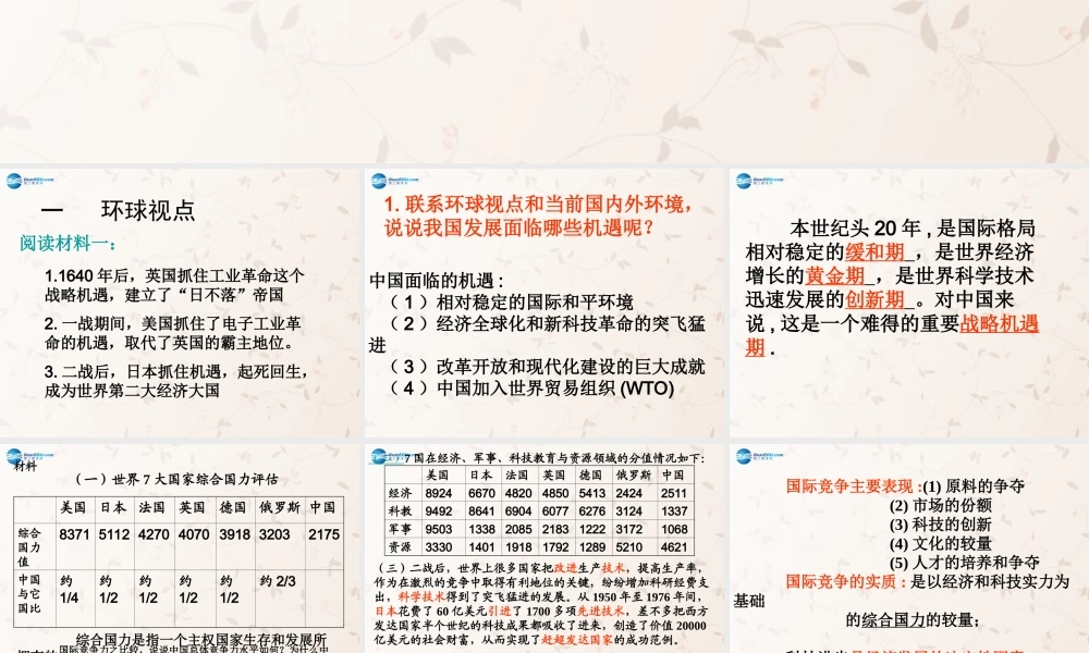 九年级政治全册 世界舞台上的中国课件 粤教版 课件