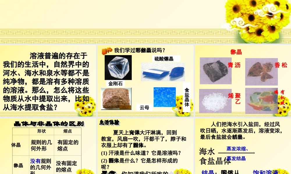 八年级科学上册 第8节物质在水中的结晶课件 浙教版 课件