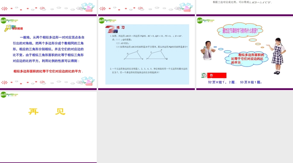八年级数学下册 8-6(相似多边形)课件 青岛版 课件