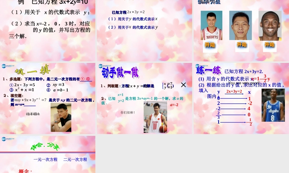 七年级数学下册 2.1 二元一次方程课件 (新版)浙教版 课件